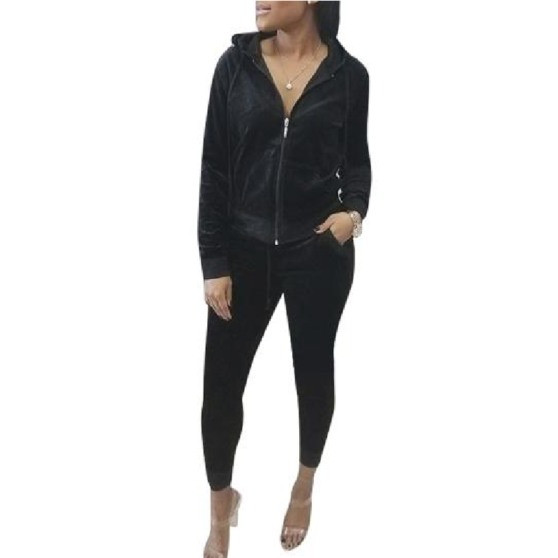 Women Two Piece Tracksuit Long Sleeve Zip Hoodie Sweatshirt Pants Sportswear Fitness Set Suits