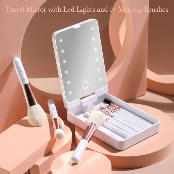 HCW-040106 Make Up Brush Set With LED Light Mirror