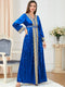 Solid Color Velvet Embroidery Pattern V Neck Long Sleeve Dress