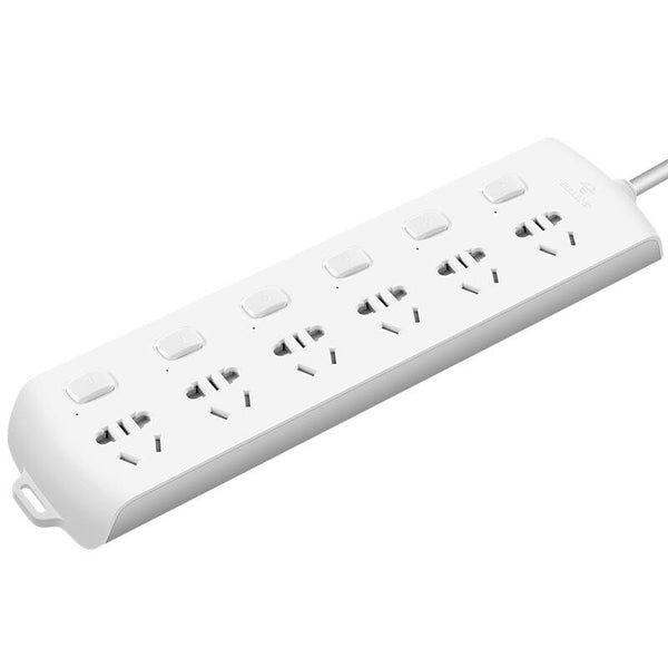 6 Sub Controls Premium 3m Surge Protectors - White