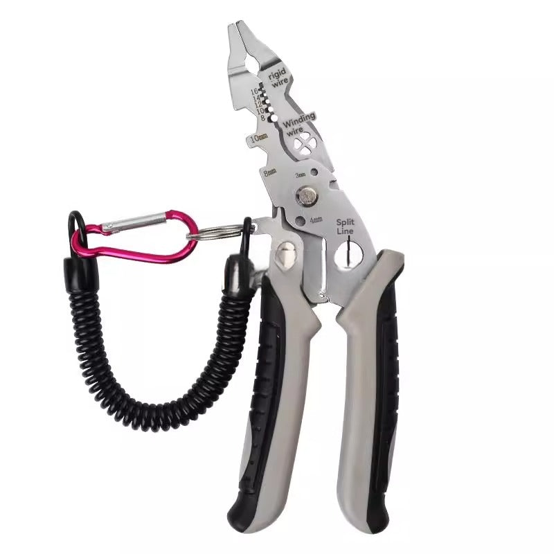 KT-15-25-011 Multi-Function (Elbow) Wire Stripping Pliers, Splitter Pliers, Stripping, Stripping, Crimping, Winding, Industrial Splitter, Wire Cutting, Wire Pipe Laying Special Pliers - 2 Pieces