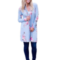 New Fashion Women Long Cardigan Kimono Open Front Floral Print Long Sleeves Casual Outerwear