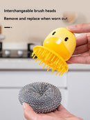 KT-12-27-22 Little Yellow Duck Pot Scrubbing Brush, Plus Liquid Kitchen Household, Dishwashing Cleaning Balls, Brushes, Wire Balls Cup Brushes,Moe Duck Pot Brush Shenanigans