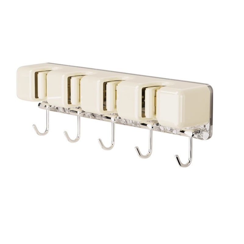 KT-12-08-004 Mop Wall Clip, Bathroom Multi-Function Shelf Hanging Rack, Behind Bathroom Door, Snap-On Broom Holder, Mop Holder - 2 pieces