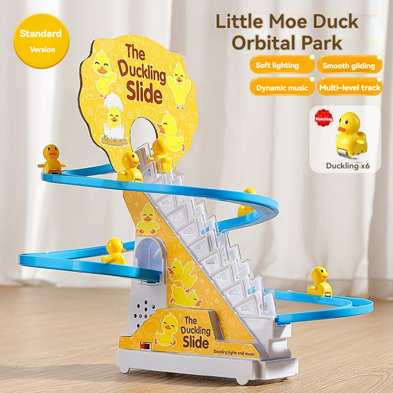 XJK-042601  Duckling Automatic Climbing Stairs, Children, Electric Track, Educational, Little Yellow Duck Slide Slide Toy