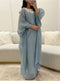 KTX-7982841528536 Tassel Lantern Sleeve Round Neck Linen Kaftan Dress