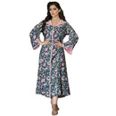 KTX-7982841266392 Floral Pattern Lapel Long Sleeve Kaftan