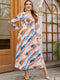 KTX-7982839824600 Color block flower printed loose dress