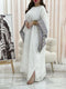 KTX-7982699249880 Pattern cuff baggy white kaftan dress