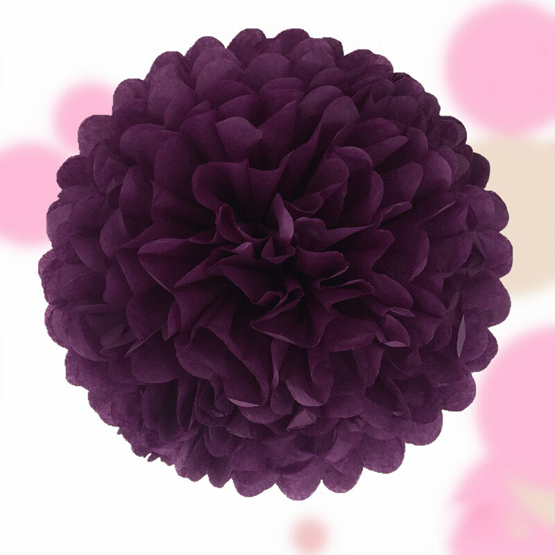 6inch 1piece Decorative Pompoms Flower Ball - Dark Purple