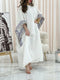 KTX-7982699249880 Pattern cuff baggy white kaftan dress