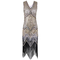 Women Dress Sequined Beading Tassel Fringe V Neck Sleeveless Bodycon Party Clubwear One-Piece