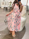 KTX-7982699118808 Floral Print V Neck Shortsleeve Elegant Dress