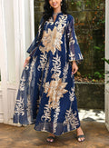 KTX-7982841626840 Gold Beaded Embroidery Long Sleeve Kaftan