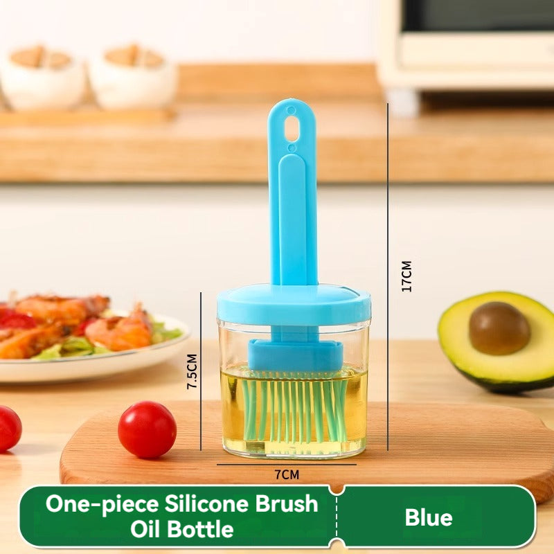 KT-12-26-001 Oil Brush, Household High Temperature Resistant Silicone Oil Brush With Bottle, Kitchen One Piece Oil Brush Bottle - 4 Pieces