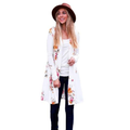 New Fashion Women Long Cardigan Kimono Open Front Floral Print Long Sleeves Casual Outerwear