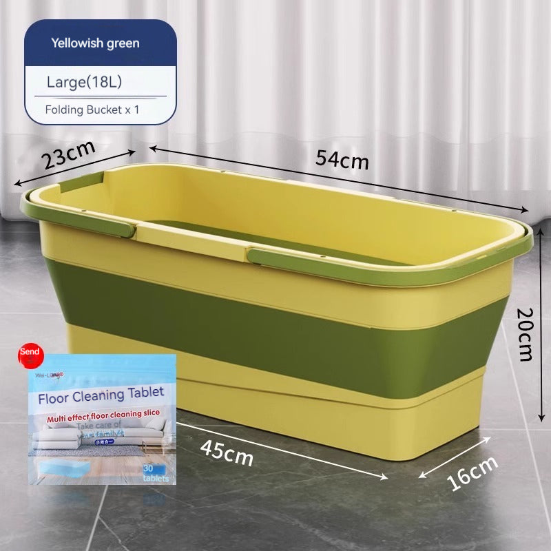 KT-12-19-008 Foldable Mop Bucket, Rectangular Mop Bucket, Flat Mop Squeeze Bucket, Single Bucket Drainage Basin - 2 Pieces