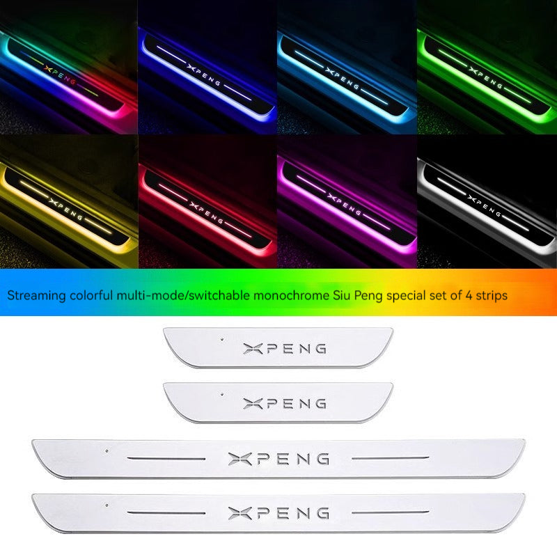 KT-1107002 Brand-Specific Car Ambient Light with Logo, Threshold Ambient Light, Welcome Pedal LED Sensor Light, Car Modification Decoration Fluorescent Breathing Lights - 4 Pieces