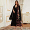 Split Sleeve Binded Rose Print V Neck Chiffon Gown