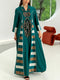 KTX-7982841200856 Sequins Embroidery Patchwork Striped V Neck Kaftan