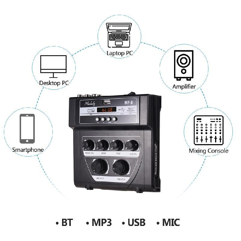 جهاز مزج الصوت موسلادي MF-8 ميني كاريوكي - اسود