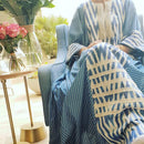 KTX-7982699020504 Blue striped loose maxi kaftan dress