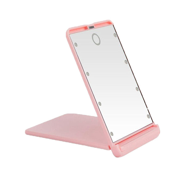 8 Led Premium Flip Covered Cosmetic Mirror - Pink