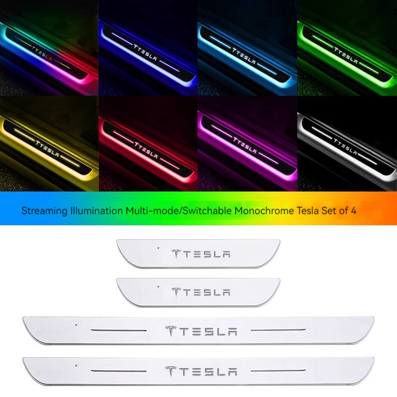 KT-1107002 Brand-Specific Car Ambient Light with Logo, Threshold Ambient Light, Welcome Pedal LED Sensor Light, Car Modification Decoration Fluorescent Breathing Lights - 4 Pieces