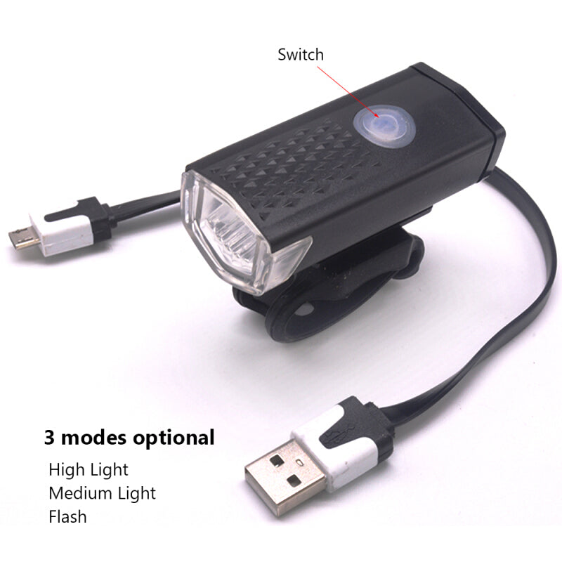 300LM Waterproof USB Premium LED Bicycle Flashlight - Black