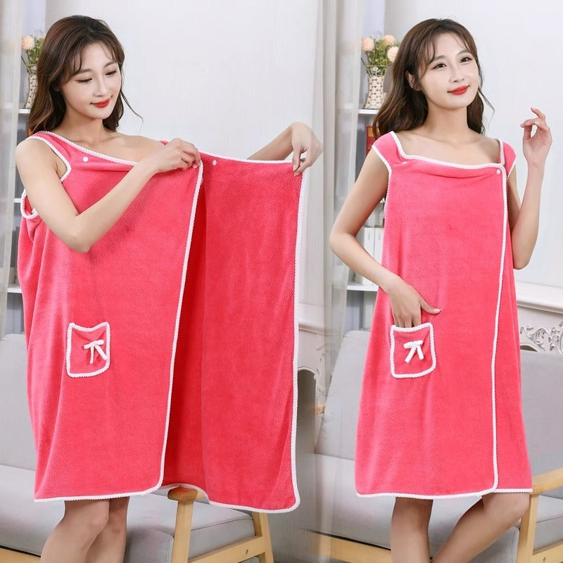 XJK-042512-Wearable Bath Towel, Women, Adult Sling Bath Skirt, Thickened Bathrobe, Household, Absorbent, Soft, Do Not Lose Hair