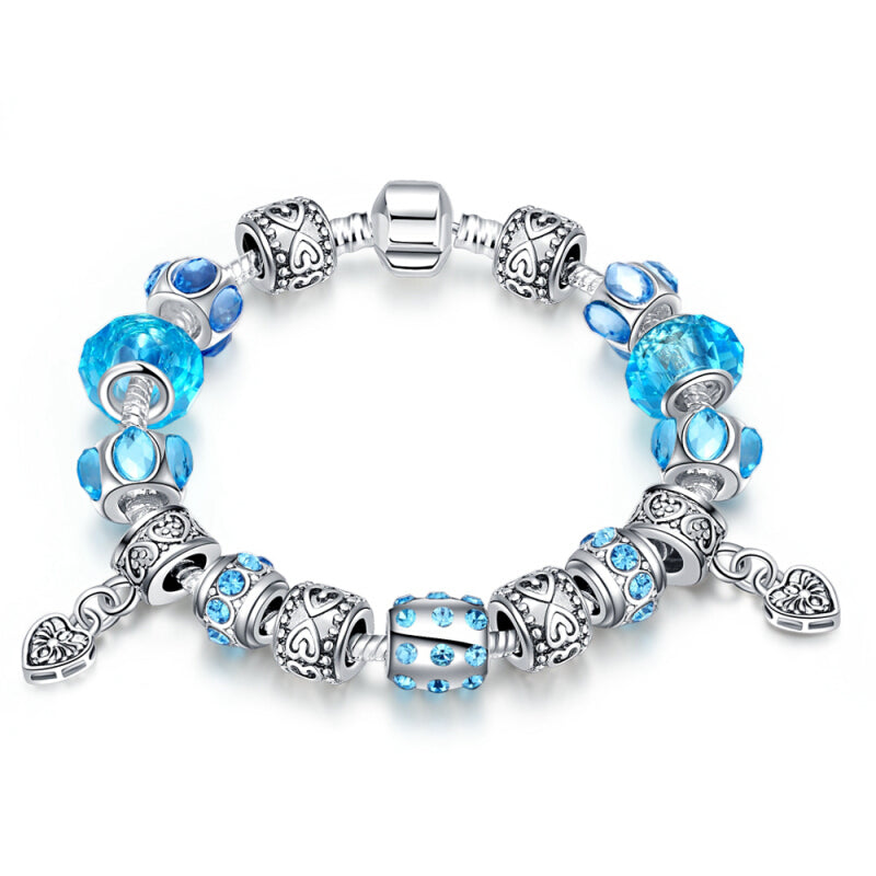 925 Premium Charm Beads Bracelet - Blue