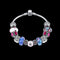 Fashion Unique Charm Colorful Crystal Beads Silver Plated Metal Chain Bracelet Bangle Jewelry for Women Girl Gift Party