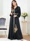 KTX-7982837792984 Gold Flowers Bind Design Split Long Sleeve Elegant Gown