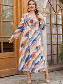 KTX-7982839824600 Color block flower printed loose dress