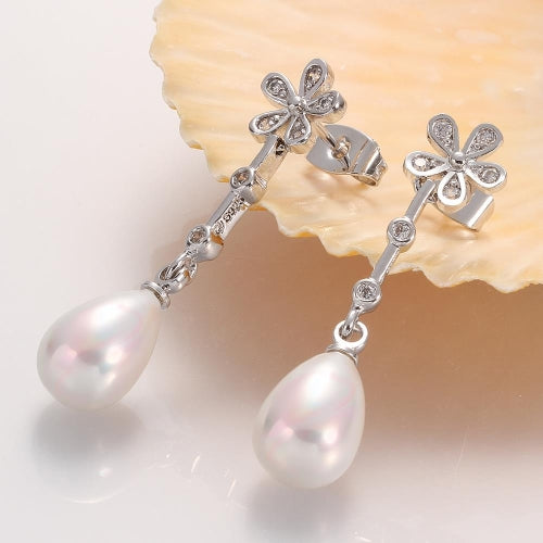 E048 Mixed order brilliant tiny artificial pearl earrings