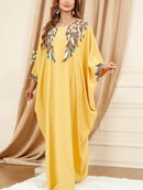 KTX-7982841364696 Yellow Bat Sleeve Loose Kaftan