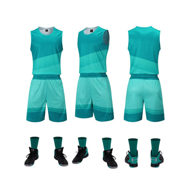 A100# Stylish Basketball Jersey Suit - Skyblue