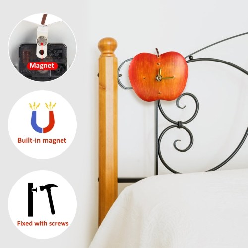 Apples Iron Clock Home Office School Decorative Creative Dual Use Clock Art One AA Battery Powered