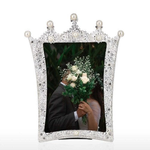 Tooarts jewelry photo frame aluminum material mosaic diamond and pearl handmade desktop decoration photo frame