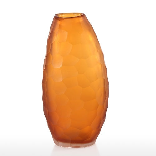 Tall Orange Glass Vase Ideal Gift for Wedding and Special Occasion Use for Roses Floral Arrangements Glass Vase Filler