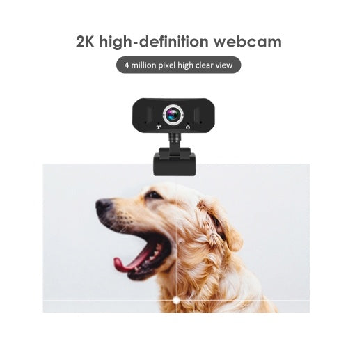 2K High Definition Video Webcam with Noise Reduction Mic Autofocus Function Web Cam USB2.0 Charging Port Computer PC Camera with Tripod Stand for Video Conference Live Streaming Recording Portable