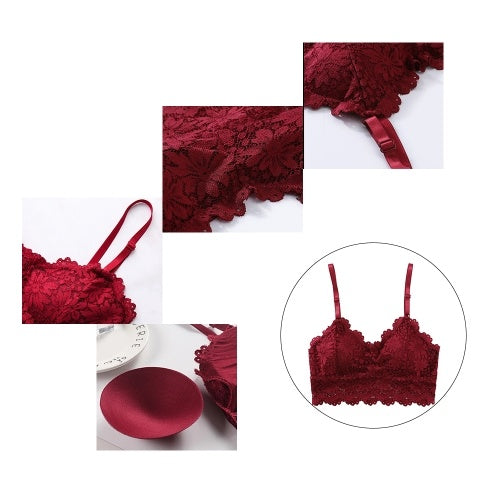 Fashion Women Bralette Bra Female Tops Embroidery Female Sheer Lace Strap Padded Bras