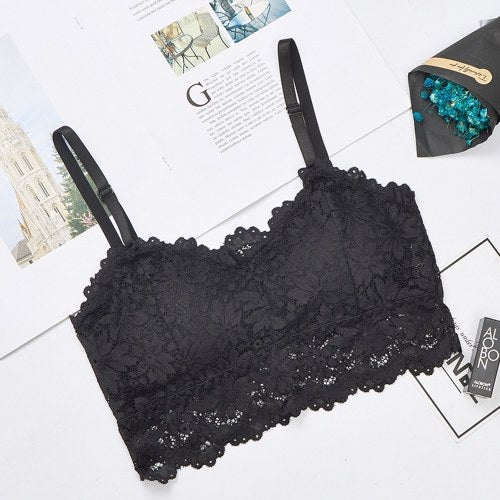 Fashion Women Bralette Bra Female Tops Embroidery Female Sheer Lace Strap Padded Bras