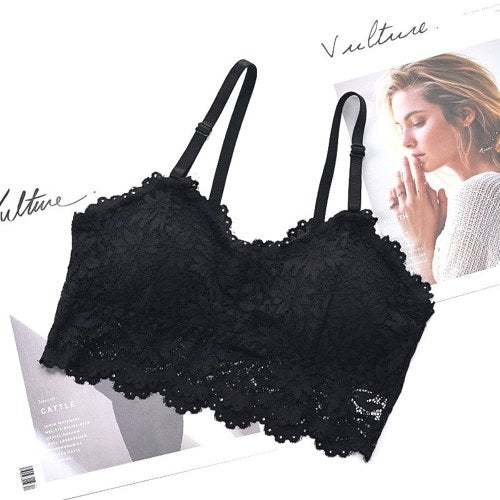 أزياء النساء Bralette الصدرية الإناث قمم التطريز الإناث شير الدانتيل حزام مبطن حمالات الصدر