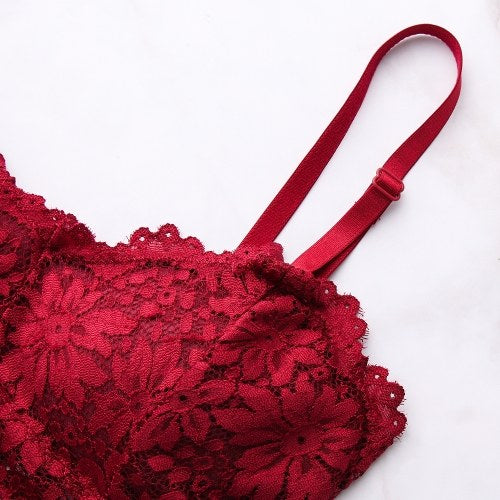 Fashion Women Bralette Bra Female Tops Embroidery Female Sheer Lace Strap Padded Bras