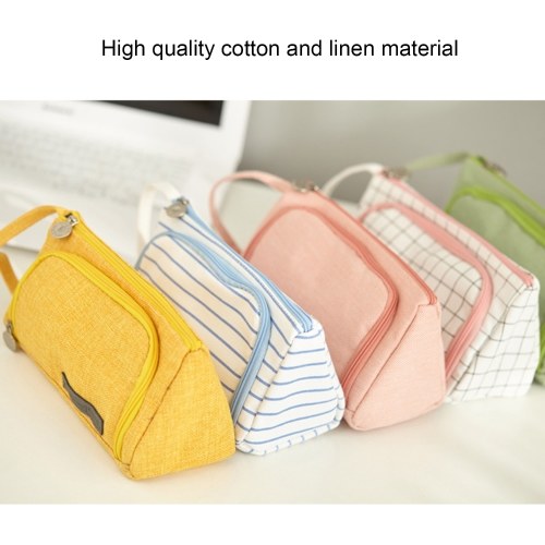 Simple Cute Pen Pencil Case Big Capacity Canvas Storage Bag