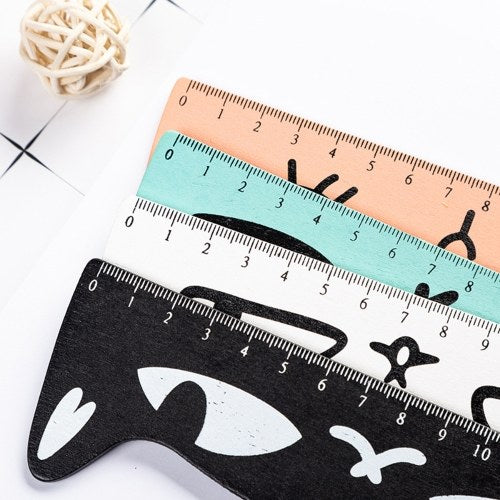 15cm/5.9in Cute Cartoon Ruler Wood Straight Ruler Measuring Tool