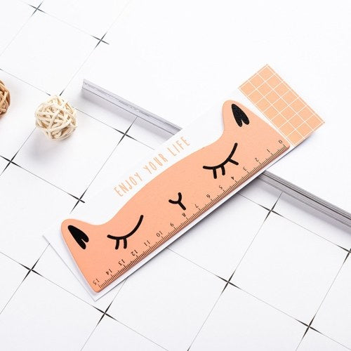 15cm/5.9in Cute Cartoon Ruler Wood Straight Ruler Measuring Tool