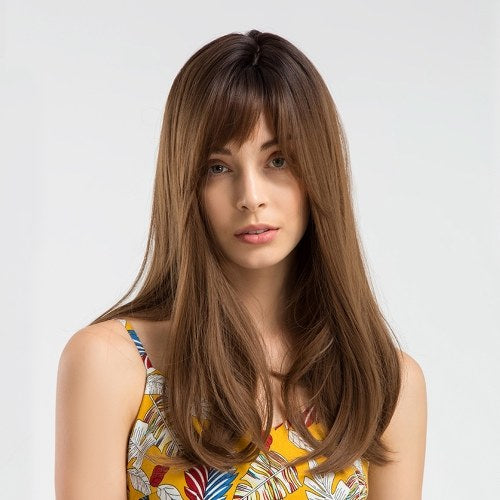 20 Inches Hair Wig Long Straight Silky Synthetic Heat Resistant Hair Wigs for Women