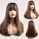 20 Inches Hair Wig Long Straight Silky Synthetic Heat Resistant Hair Wigs for Women